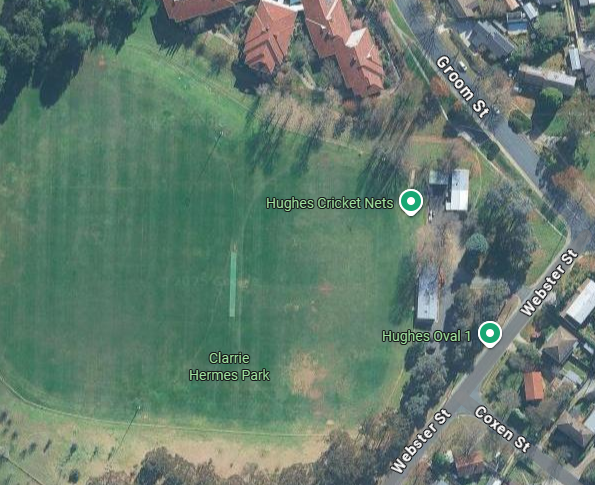 Satellite image of Hughes Oval